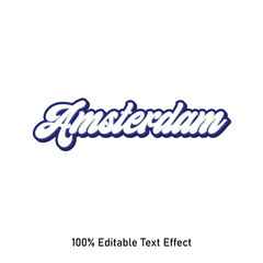 Amsterdam text effect vector. Editable college t-shirt design printable text effect vector