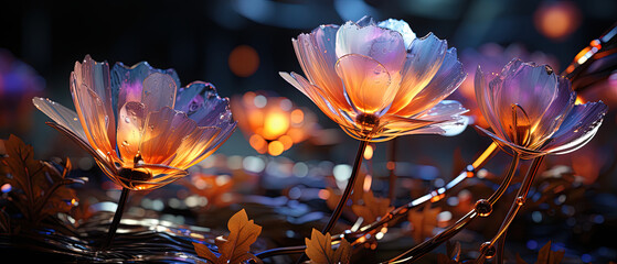 flowers with lights in the background