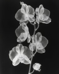 Fototapeta na wymiar Exquisite X-Ray View of an Orchid,A Fine Art Interpretation in Monochrome Detail