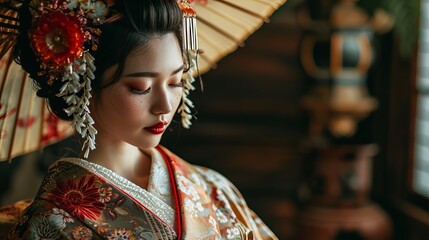 Intricate Details: Bride's Silk Kimono