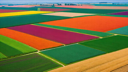 Colorful flower fields landscape
