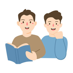 People reading books for study illustration