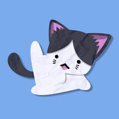Cartoon illustrations of kittens in different moods.