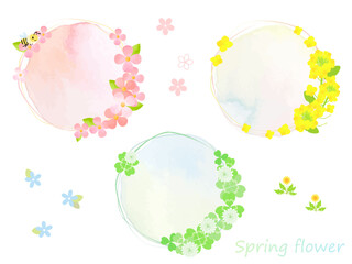 春の花が可愛いフレーム背景イラスト素材セット