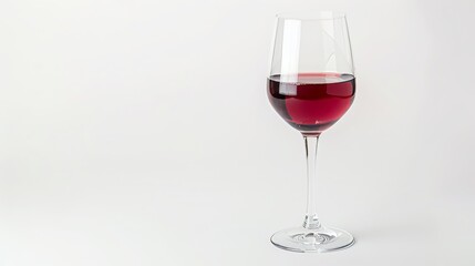 glass of wine on a clean white background, copy and text space image, 16:9