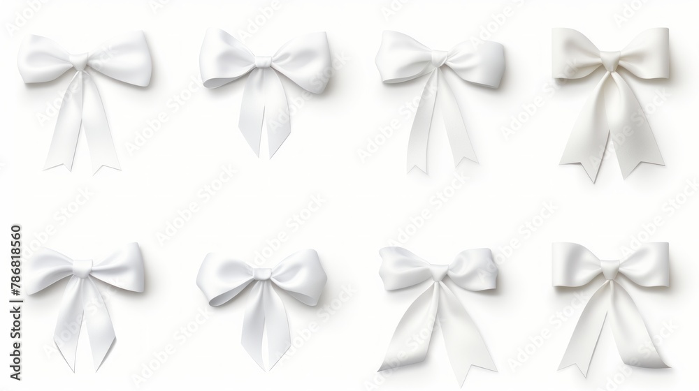 Aufkleber generative ai set of different white ribbons, on a white isolated background