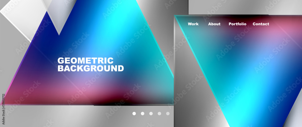 Poster a geometric background featuring triangles on a gray background, with shades of electric blue like a