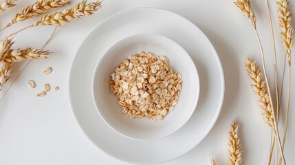 Cereal made from wheat on a white plate