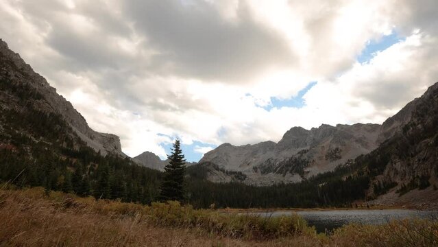 A timelipse of the day passing during the Fall at high elevation in the Spanish Peaks in Montana