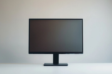  Modern Computer Monitor on a Simple Desk Against a Clean White Background