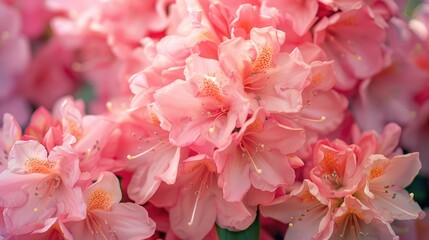 Blooming Pink Rhododendron Flowers on North Fork of Long Island NY - obrazy, fototapety, plakaty