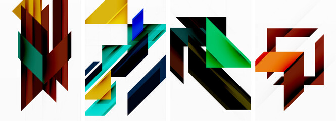 The letters N and F are created using colorful triangles in a creative arts font, showcasing symmetry and patterns. The vibrant electric blue triangles slope gracefully to form a unique logo design