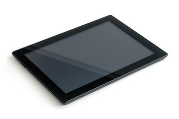 Modern Black Digital Tablet with Blank Screen on White Background for Mockup