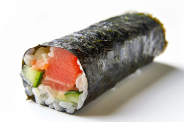 Obraz premium sushi with salmon isolated on white background