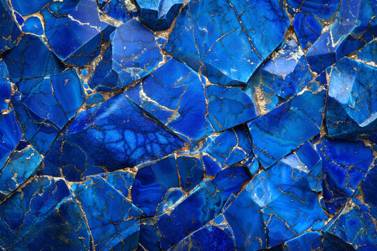 Blue stone lapis lazuli texture background. Close up of blue stone marble background.