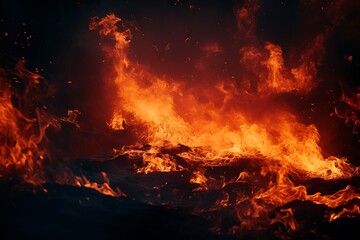 Fire flames isolated on black background