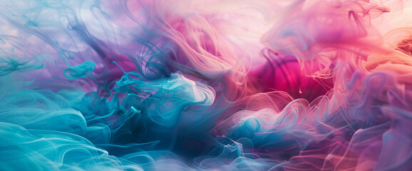Vibrant magenta and turquoise hues swirl and dance across a blank canvas - obrazy, fototapety, plakaty