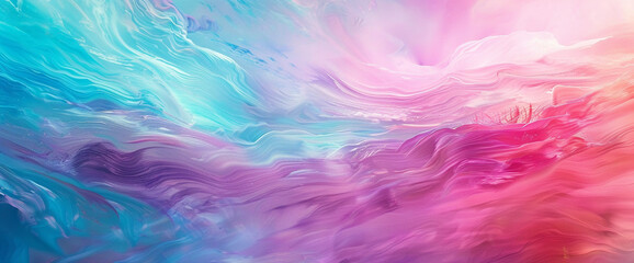 Vibrant magenta and turquoise hues swirl and dance across a blank canvas,