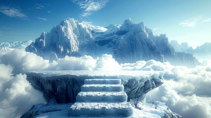 Heavenly frontiers: glacier podium design brilliance - obrazy, fototapety, plakaty