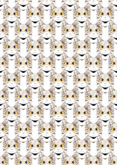 Animal portraits in cartoon drawing, pattern style.