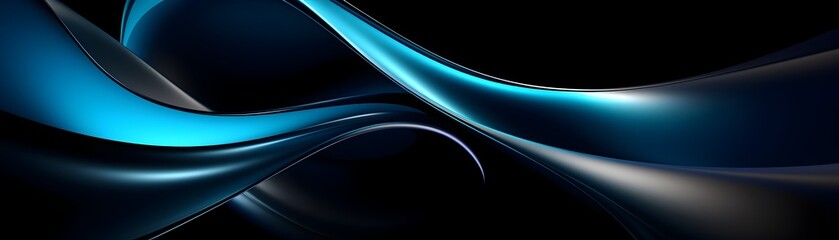 Fluid Dynamics of Ethereal Blue Curves on Darkened Backdrop Exuding Futuristic and Visionary Atmosphere
