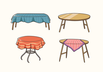 Set of wooden tables sticker design, icon design and vector illustration - obrazy, fototapety, plakaty
