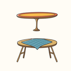 Set of wooden tables sticker design, icon design and vector illustration