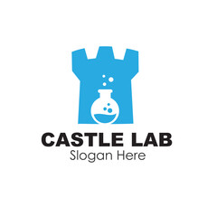castle lab logo design concept stock vector illustration