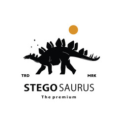 vintage hipster dinosaur, stegosaurus logo vector silhouette art icon