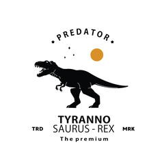 vintage hipster dinosaur, tyrannosaurus rex logo vector silhouette art icon