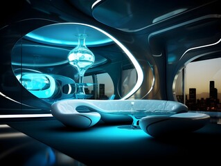 Futuristic Retro Room Design - Captivating Blend of Retro and Modern Aesthetics