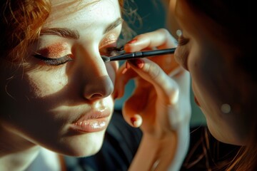 Makeup artist applying makeup to a female customer