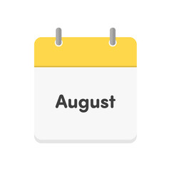 Augustの文字とカレンダーのアイコン - シンプルでかわいい8月の行事や予定のイメージ素材
