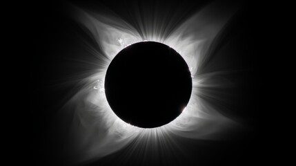 Brilliant solar eclipse with dramatic setting. A stunning view of a solar eclipse surrounded by powerful sunbeams, rays piercing through a dynamic setting, symbolizing awe and wonder