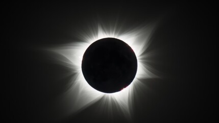 Brilliant solar eclipse with dramatic setting. A stunning view of a solar eclipse surrounded by powerful sunbeams, rays piercing through a dynamic setting, symbolizing awe and wonder