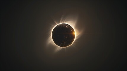 Brilliant solar eclipse with dramatic setting. A stunning view of a solar eclipse surrounded by powerful sunbeams, rays piercing through a dynamic setting, symbolizing awe and wonder