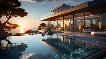 Modern house with infinity pool  