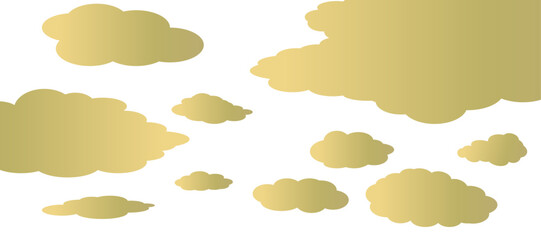 ゴールドの雲の背景イラスト　背景イラスト　グラデーション　雲取り文様