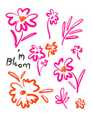 Flower Doodle Line Hand Draw Brush Cute 