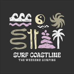 Exploring Surfing with a Japanese Twist Groovy Asia  T-Shirt Design