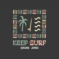 Exploring Surfing with a Japanese Twist Groovy Asia  T-Shirt Design