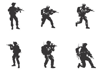 Silhouette of the military with weapons