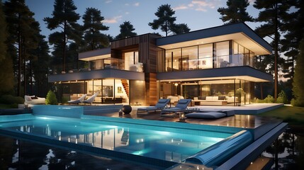 Modern house with swimming pool 