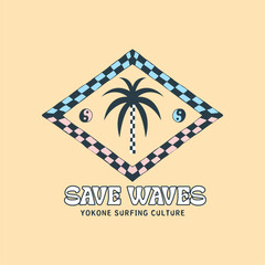 Exploring Surfing with a Japanese Twist Groovy Asia  T-Shirt Design