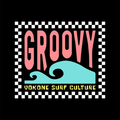 Exploring Surfing with a Japanese Twist Groovy Asia  T-Shirt Design