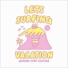 Exploring Surfing with a Japanese Twist Groovy Asia  T-Shirt Design