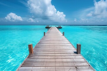 Obraz premium Wood bridge in to seascape walk