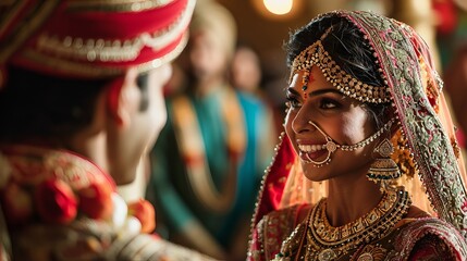 Heartwarming Indian Wedding: Bride and Groom's Joyful Moment