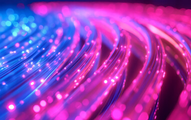 Glowing data fiber optic cables light while transferring data information, technology background.
- 786831370