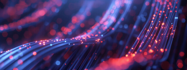 Glowing data fiber optic cables light while transferring data information, technology background.
- 786831555